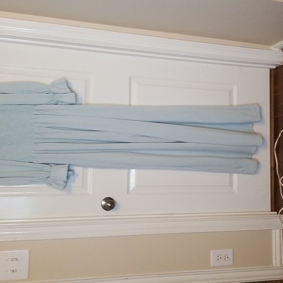 Blue Buttercup Light Blue Longsleeve Square Neck Jumpsuit - Picture 6 of 14